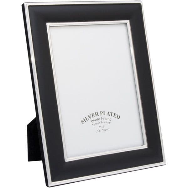Black Photo Frame with Silver Plated Edging in Four Sizes